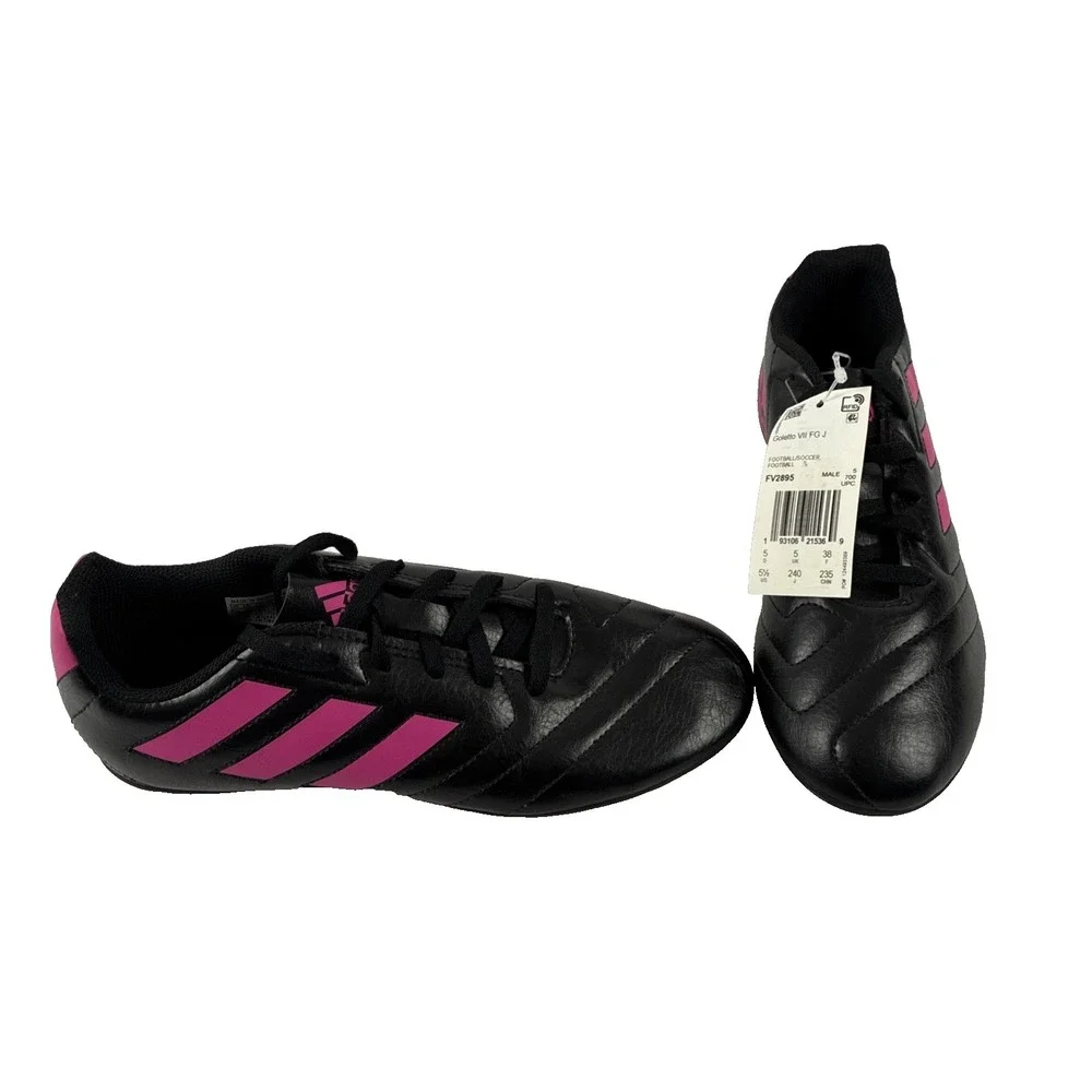 Adidas Goletto VII FG Soccer Cleats Black/Fucsia Shoes US Boys‎ Mens Size 5.5